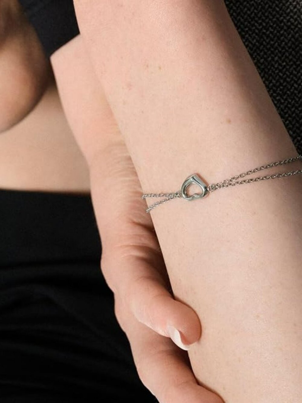 NWT Mia Elora Organic Heart Surgical Steel Double Chain Bracelet
